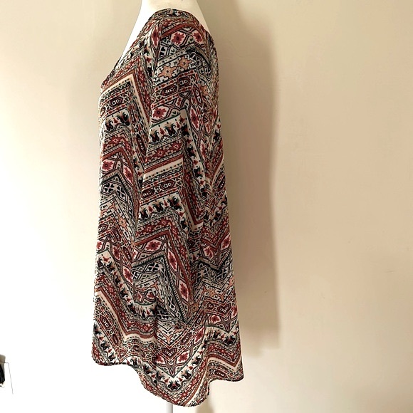 TORRID 2 Lattice Vneck Southwest Style Hi-low Blouse - Picture 2 of 8